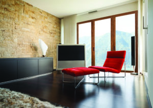 interior luxury apartment, comfortable red armchair